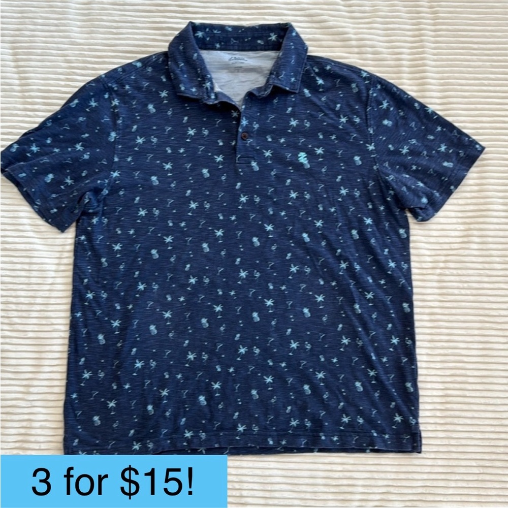 Izod Saltwater Relaxed Classics Polo Golf Shirt Palm Tree Martini Pineapple Prin
